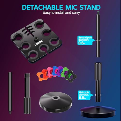 Multi Microphone Holder Desktop Mic Stand with Square Tray