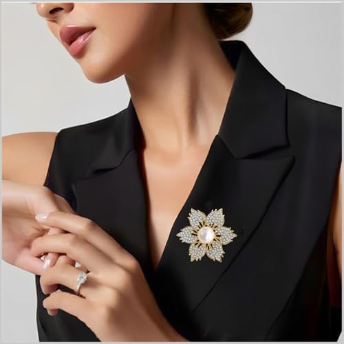 Brooch Pins For Women Fashion Elegant Brooches Lapel Badges Coat Sweater Scarves Shawl Dress Accessory Wedding Party Prom Jewelry - color: Golden -B