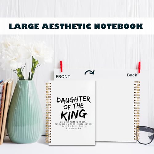 BearCake Prayer Journal for Woman,Christian Bible Journal,Christian Gifts for Women, Bible Notebooks for Note Taking, Daughter of the King,Spiral bible Notebook 5.5x8.3 - color: white Bible-6：18