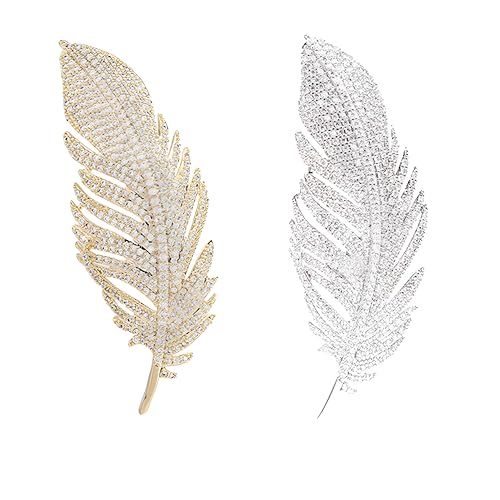 Rhinestone Feather Brooches Pin for Women Fashion Crystal Delicate Leaf Brooch Wedding Birthday Accessories Jewelry