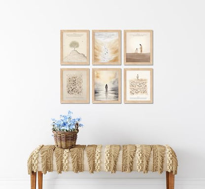 TwoDays Framed Christian Wall Art, Bible Verse Prints, 8 x 10 in, 6-Piece