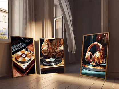 IEMIHZUM DJ Turntable Canvas Wall Art Set of 3 Music Hip Hop Posters12x16in - color: Poster DJ, size: 16L"X12W"
