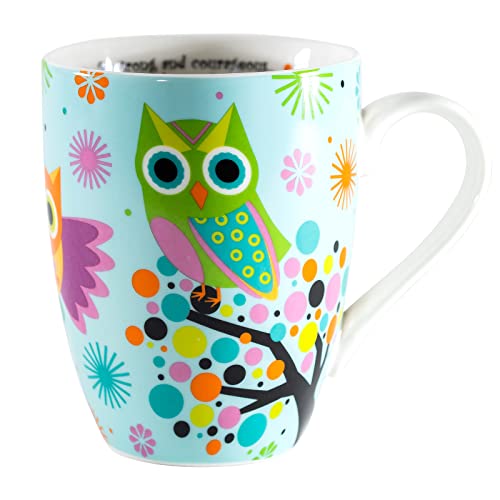 Divinity Boutique Owl Mug - Inspirational Ceramic Coffee Mug with Scripture for Women, Mom, Friends, Owl Lovers that is Colorful and Dishwasher Safe - color: Owls on Tree