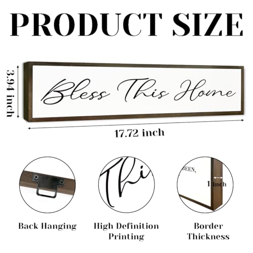 Rustic Home Signs, Christian Family Decor, Front Door Porch Decoration, Wall Decoration for Living Room, Desktop Decor, Housewarming Gift, Bless This Sign Home Sign 17.8x4x1.2 inches - color: Day Sign 12