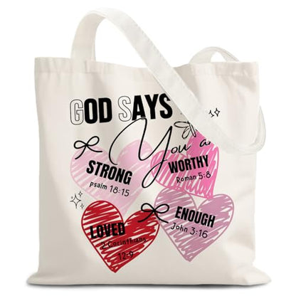 God Says You are Christian Canvas Tote Bags for Women, Inspirational Christian Gifts for Women - color: God Says You Are