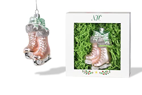 | Pink Ice Skates Glass Ornament | Baby Collection - color: Pink