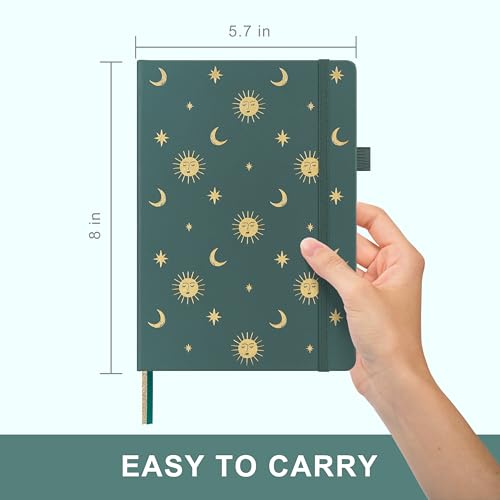 &And Per Se Dotted Journal Notebook, A5 Hardcover Aesthetic Dotted Notebook – 160 Pages 100gsm Thick Dot Grid Paper, 3 Sticker Sheets – Gift-Ready Journaling Kit for Women (Celestial Green) - color: d.Celestial Green, style: Dotted with Pattern