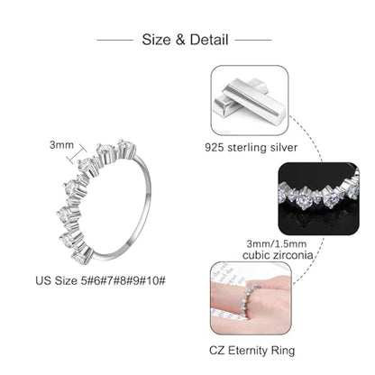 Helonley Birthstone Stack Rings for Women: 925 Sterling Silver Stacked Ring - color: Round Eternity Ring