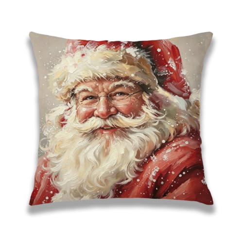Red Christmas Xmas Santa Pillow Cover 18x18 - color: White, size: 18" x 18" (Pack of 1)