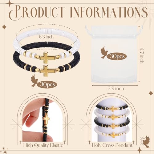 Ferreve Cross Bracelets Bulk Jesus Christian Gifts,White,Black - color: White,Black
