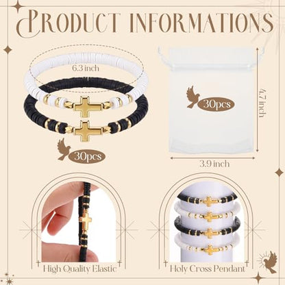 Ferreve Cross Bracelets Bulk Jesus Christian Gifts,White,Black - color: White,Black