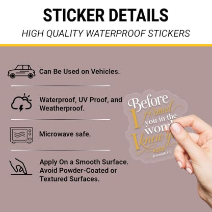 2PCS Bible Verse UV DTF Sticker, Faith Quote Window Car Decal 10in - color: Before I Formed