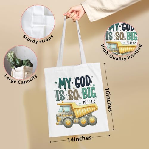 VICBOU Bible Verse Canvas Tote Bag Religious Christian Gifts for Women Men Faith Canvas Tote Reusable Grocery Bag - color: Truckgod