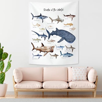 KAIOUS Shark Wall Hanging Tapestry for Kids, 28x38 - color: Shark, size: 38"L x 28"W