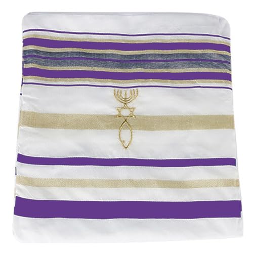 Tallit Prayer Shawl with Bag, Soft Fabric 70"x 20" Tallit Prayer Cloth Israel for Men & Women - color: Purple