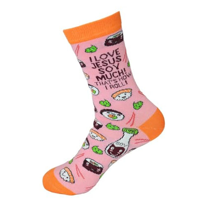 Kerusso Adult Socks, Christian Fun Socks, Novelty Socks, Cotton Blend Sock, One Size Fits Most - color: Pink/Orange