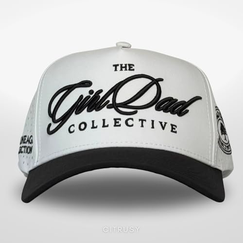 CITRUSY Athletic Trucker Golf Hat | Performance Mens 5 Panel Cap | Cool Breathable Waterproof Workout Running Snapback - color: Girl Dad | Black