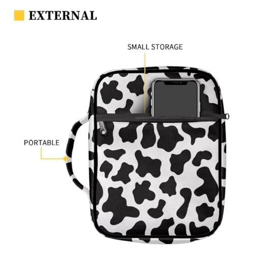Coldinair Cow Print Bible Covers for Men Women Kids,Carrying Book Bible Case Church Bag Bible Protective with Handle and Zippered Pocket - color: Cow Print