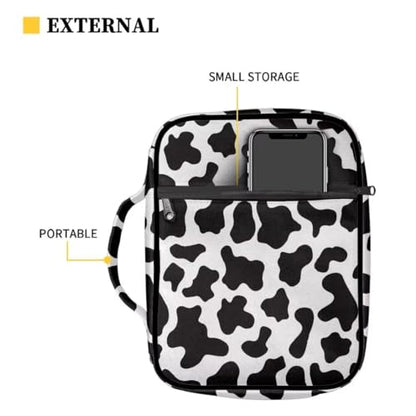 Coldinair Cow Print Bible Covers for Men Women Kids,Carrying Book Bible Case Church Bag Bible Protective with Handle and Zippered Pocket - color: Cow Print