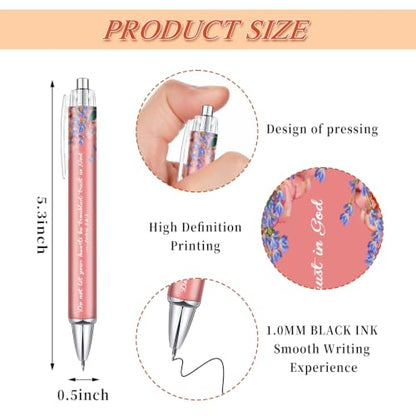 Encouragement Gifts for Women, 6 Pack Floral Bible Verse Ballpoint Pens - color: blue04