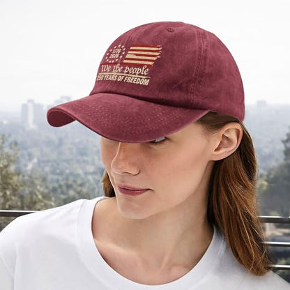 U.S. 250th Anniversary 250 Years Freedoms 1776-2026 Baseball Hats Funny - color: Wine Red