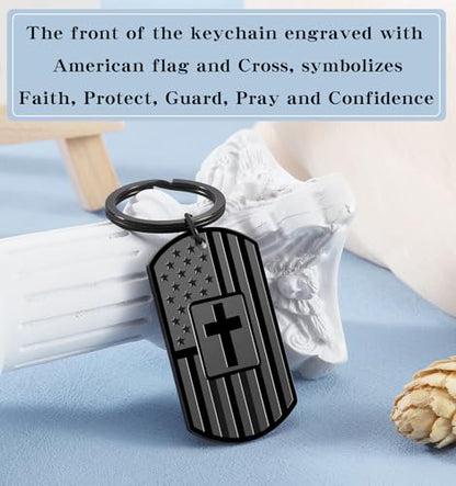 Christian Gifts for Men Boys, Bible Verse Dog Tag Cross Keychain for Birthday Christmas, First Communion Baptism Gifts - style: Joshua 1:9
