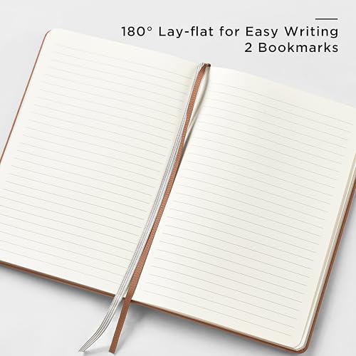 &And Per Se Lined Journal and Pen Set, A5 Leather Hardcover Notebook with Pen & Stationary Set, 160 Pages 100GSM Thick Ruled Paper Journal for Business Work Writing (Light Brown) - color: Light Brown
