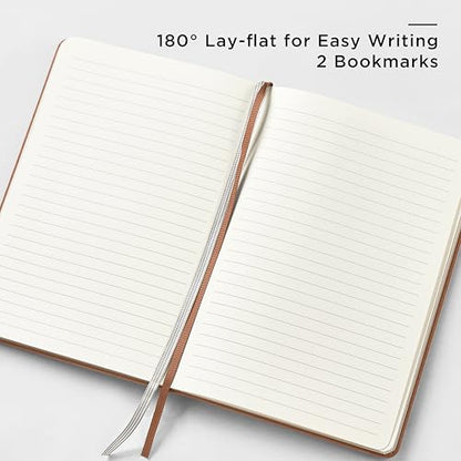 &And Per Se Lined Journal and Pen Set, A5 Leather Hardcover Notebook with Pen & Stationary Set, 160 Pages 100GSM Thick Ruled Paper Journal for Business Work Writing (Light Brown) - color: Light Brown