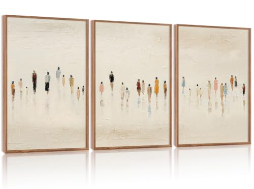 CHDITB 3D Textured Human Silhouette Wall Art,Earthy Tone Crowd Figure Decor - color: 3D minimalist crowd figure wall art (large), size: 24"L x 36"W