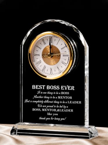 Best Boss Ever Gifts for Women & Men, Boss Day Appreciation Glass Clock - color: Boss Gift