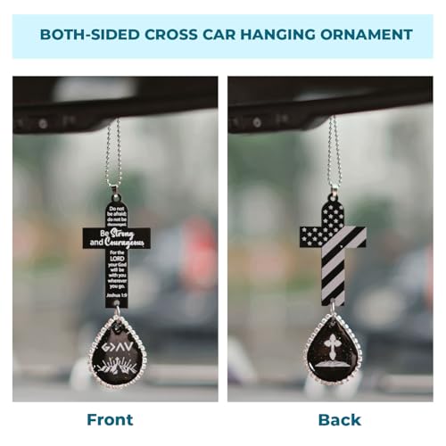 Daily Bible Verse Rearview Mirror Cross Ornament, Cross for Car Mirror Hanging Christian Gifts for Men, Women, Car Rearview Decor Accessories, Jesus Ornament Religious Gift