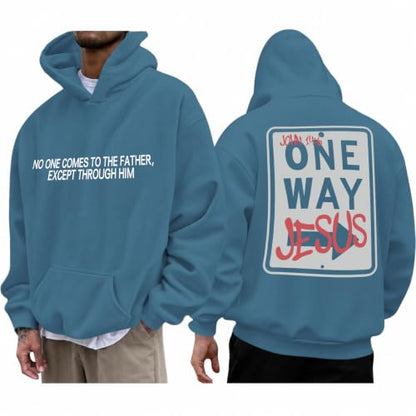 BeWithYou Christian Jesus Hoodies for Men Religious Faith God Sweatshirt Inspirational Bible Verse Graphic Hoodie Pullover - color: Deep Blue, size: Small