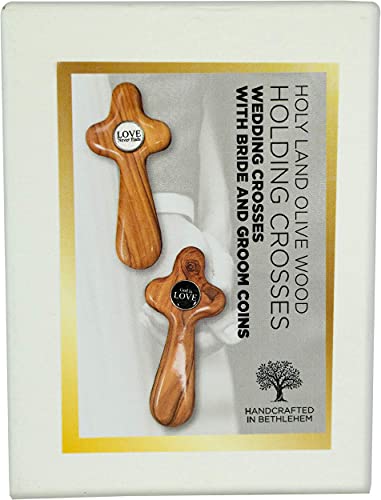 Christian Couples Cross, Wedding Gift from the Holy Land of Israel, for Bride & Groom, Newlywed or Bridal Shower, Unity Gift for Engagement & Registry, Olive Wood Cross Gift for Marriage Anniversary