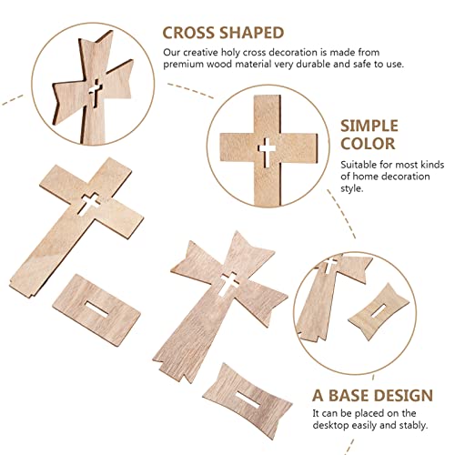 20pcs Wooden Crosses for Crafts Unfinished Wood Crosses Mini Standing Cross Holy Cross Collectible for Easter Decoration Table Display Dining Wedding Party Decor