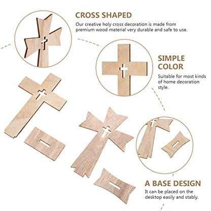 20pcs Wooden Crosses for Crafts Unfinished Wood Crosses Mini Standing Cross Holy Cross Collectible for Easter Decoration Table Display Dining Wedding Party Decor