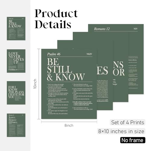 Locomiss Sage Green Christian Wall Art Decor, Modern Bible Verse Prints - color: sage green, size: 8x10 Inches