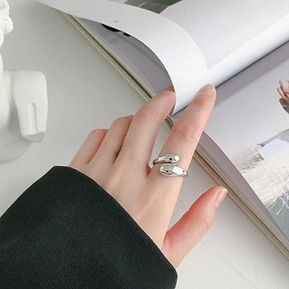 Handmade Rings 925 Sterling Silver Band Ring Adjustable Open Knuckle Rings Thumb Ring Statement Rings for Women Minimalist Jewelry - color: Pattern 2