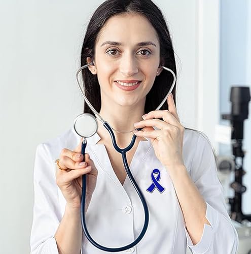 Blue Ribbon Colon Cancer Awareness Enamel lapel Pins Public Charitable Fundraising Souvenir Badge Bulk