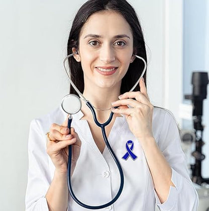 Blue Ribbon Colon Cancer Awareness Enamel lapel Pins Public Charitable Fundraising Souvenir Badge Bulk