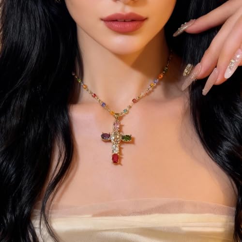 Colorful Crystal Rainbow Symbol Pendant Alloy Clavicle Necklace - color: Colorful