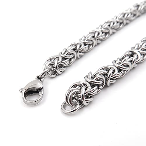 Steelmeup Stainless Steel Round Byzantine Chain Bracelet Unisex Men Women 6mm 7 8 9 Inches