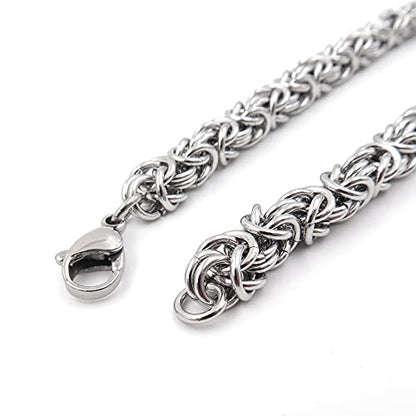 Steelmeup Stainless Steel Round Byzantine Chain Bracelet Unisex Men Women 6mm 7 8 9 Inches