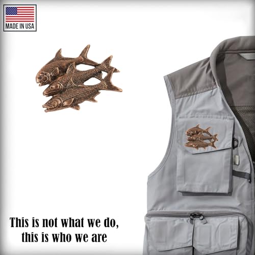 Grand Slam Bonefish Tarpoon Fish Pin, Pewter, Lapel, Hat, Pins, Brooch, Brooches, Jewelry, Gift, Handmade in the USA, 200 Fish Designs Available. S035PRZ - color: Copper Plated