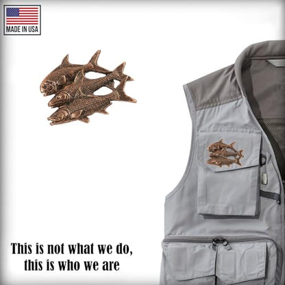Grand Slam Bonefish Tarpoon Fish Pin, Pewter, Lapel, Hat, Pins, Brooch, Brooches, Jewelry, Gift, Handmade in the USA, 200 Fish Designs Available. S035PRZ - color: Copper Plated