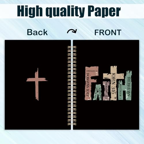 Black Retro Christian Spiral Notebook Journal 5.5x8.3,Bible Journaling Supplies,Christian Gifts for Women Men, Faith Based Scripture Religious Hardcover Journal Notebook for Study Work Office - color: Black Faith