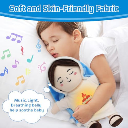 Breathing Plush Virgin Mary Doll 15" Sooth to Sleep Guardian Angel Plushie - color: White