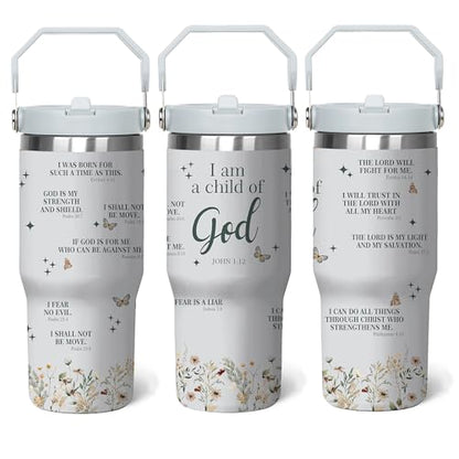 Christian 30 Oz Tumbler Inspiration Christian Gift for Women, Bible Verse Religious Coffee Cup, Religious Gifts For Mom Sister Grandma, Stainless Steel Tumbler With Handle & Straw - color: Christian Tumbler-2