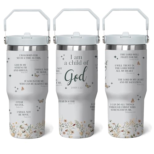 Christian 30 Oz Tumbler Inspiration Christian Gift for Women, Bible Verse Religious Coffee Cup, Religious Gifts For Mom Sister Grandma, Stainless Steel Tumbler With Handle & Straw - color: Christian Tumbler-2