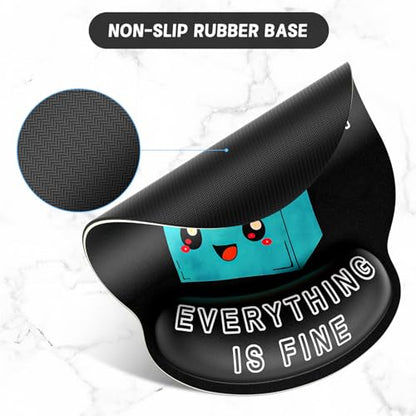 ITNRSIIET Ergonomic Mouse Pad with Wrist Support Wrist Rest Smooth Surface Non-Slip Rubber Base Comfortable Office Supplies Pain Relief, 9.8 x 9.1 inches, Cute Dumpster - color: Cute Dumpster