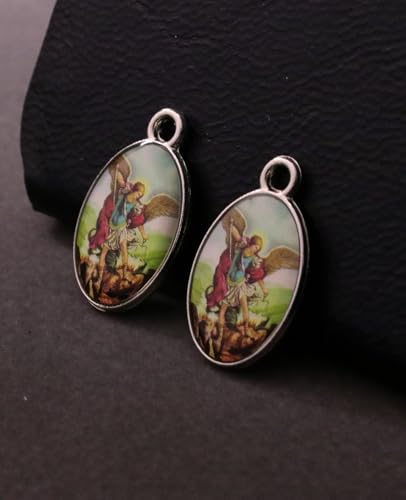 COTTVOTT Saint Therese of Lisieux/Saint Mother Teresa of Calcutta/Divine Mercy Jesus/Mater Dolorosa Patron Saint Medal Charm Pendant for DIY Rosary Necklace Bracelet Jewelry Making Part - color: 30pcs-Enamel St. Michael